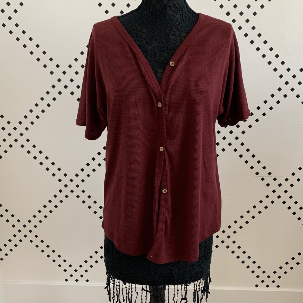 Button Up V-Neck Shirt